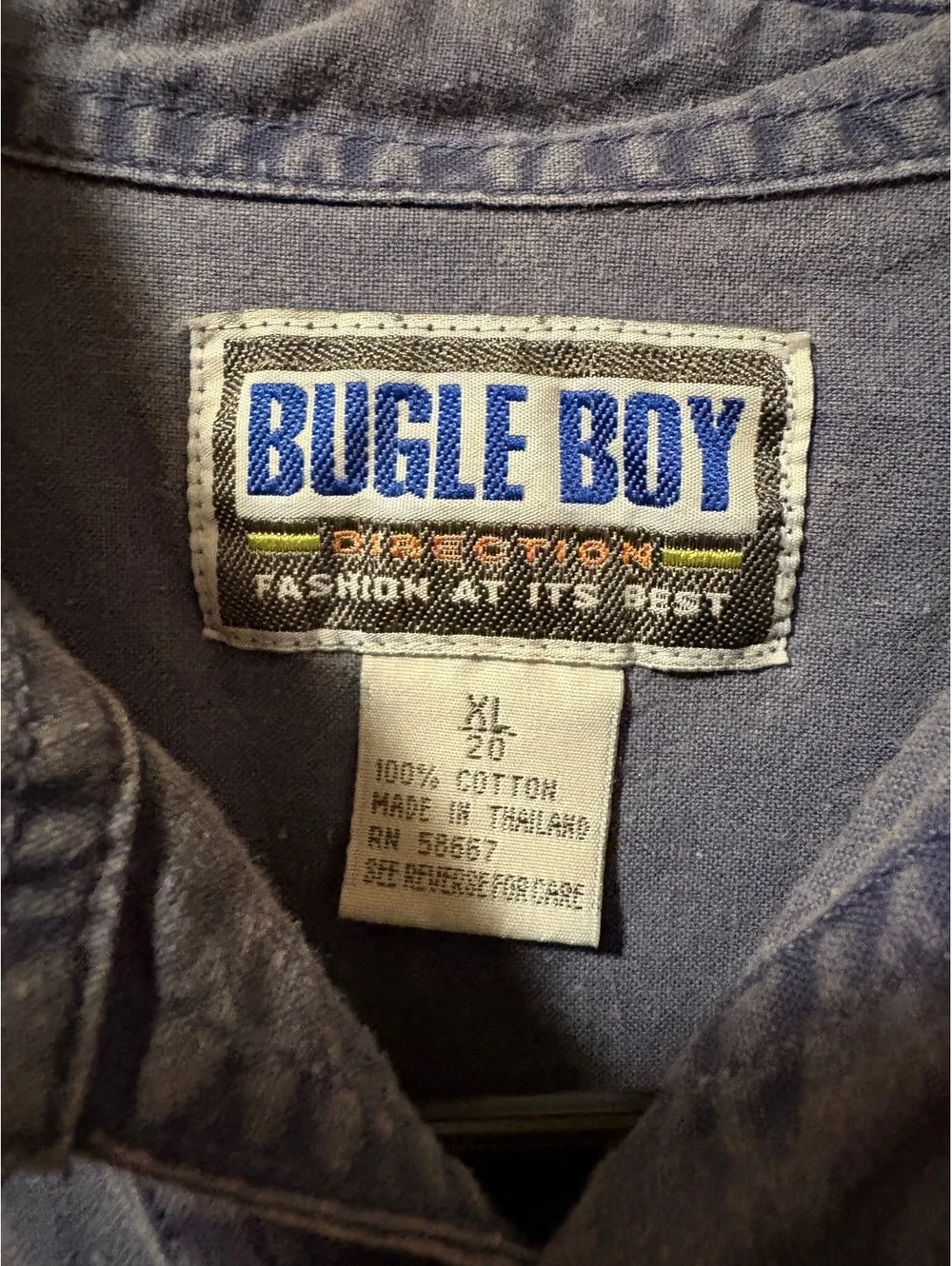 VTG 1990s Bugle Boy Blue Denim Overshirt Heavyweight Jean Jacket Retro Grunge XL
